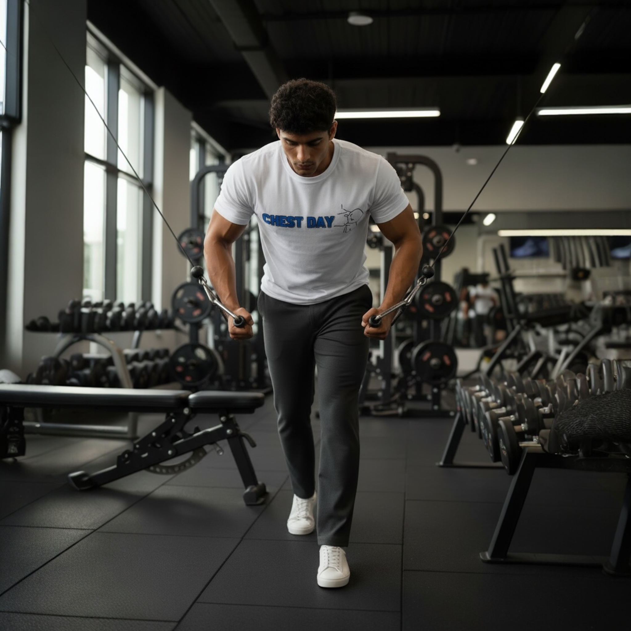 Chest Day Graphic Gym T-Shirt UNISEX | Regular Fit Cotton Tee | White