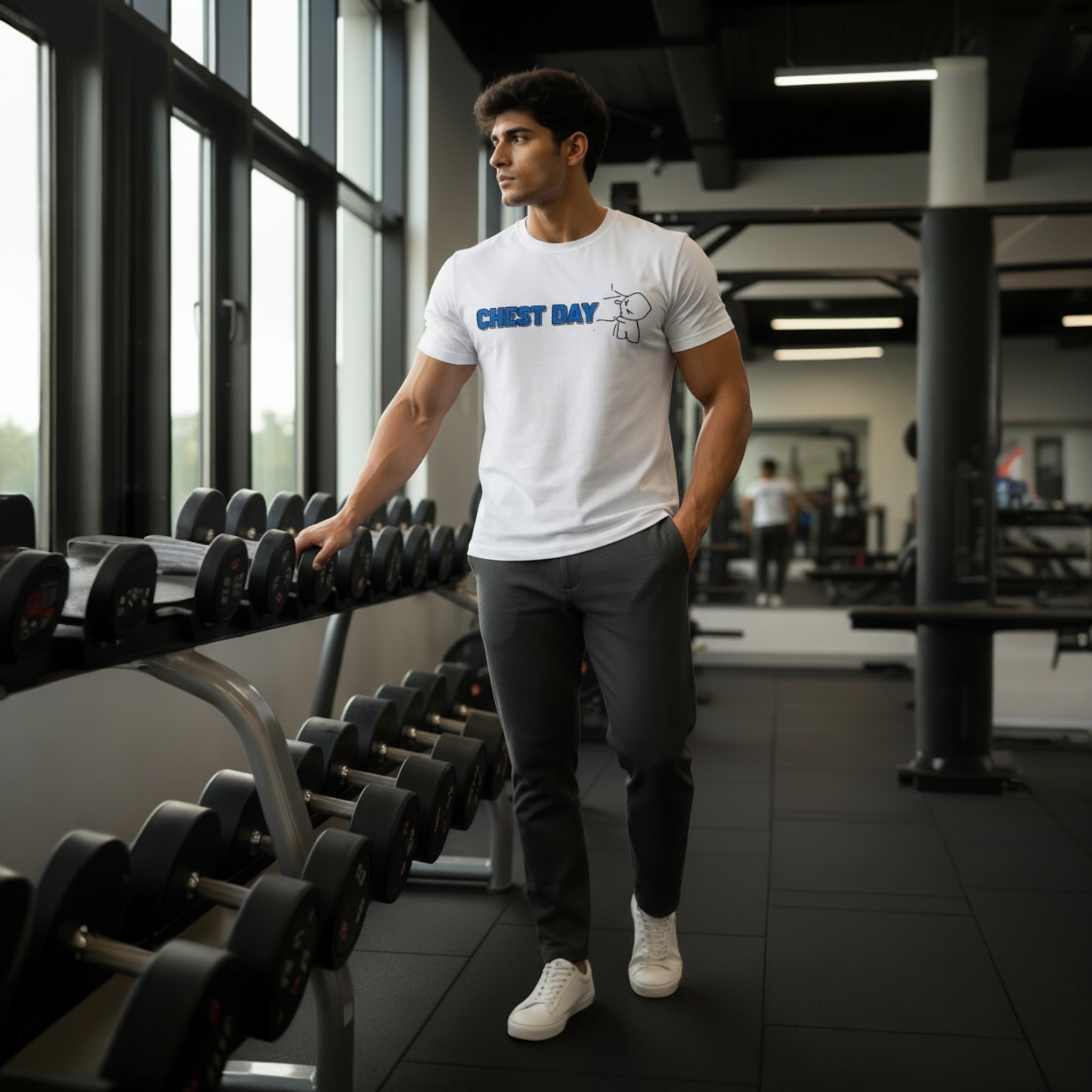 Chest Day Graphic Gym T-Shirt UNISEX | Regular Fit Cotton Tee | White