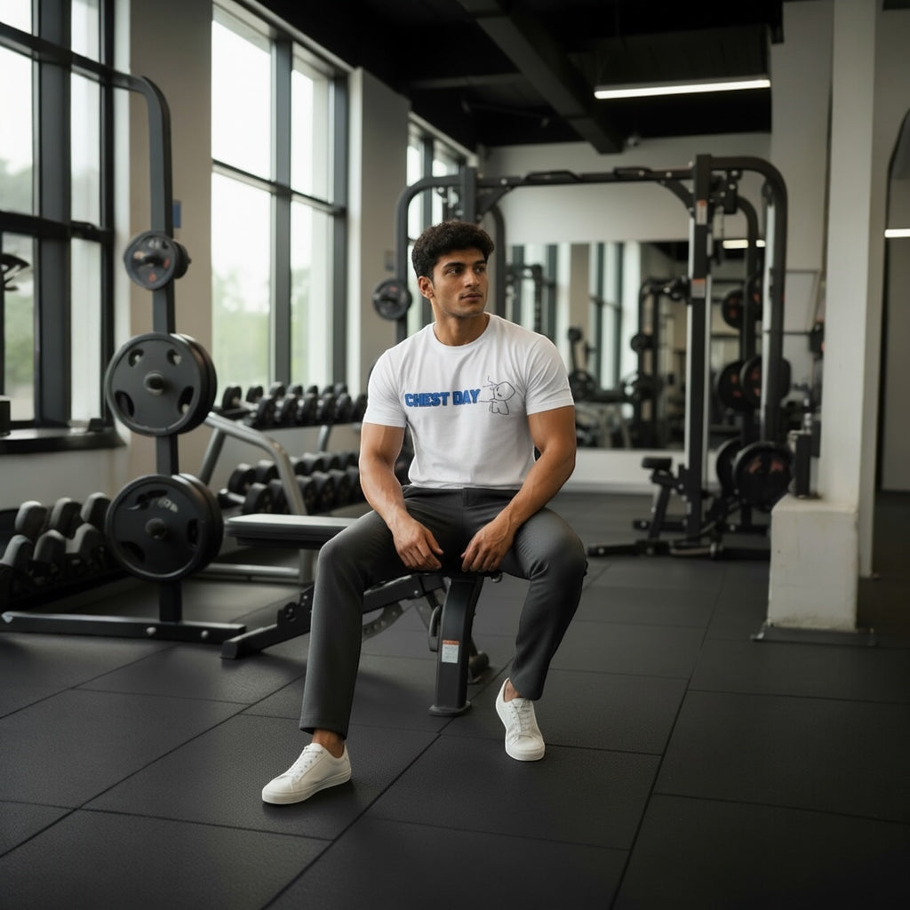 Chest Day Graphic Gym T-Shirt UNISEX | Regular Fit Cotton Tee | White
