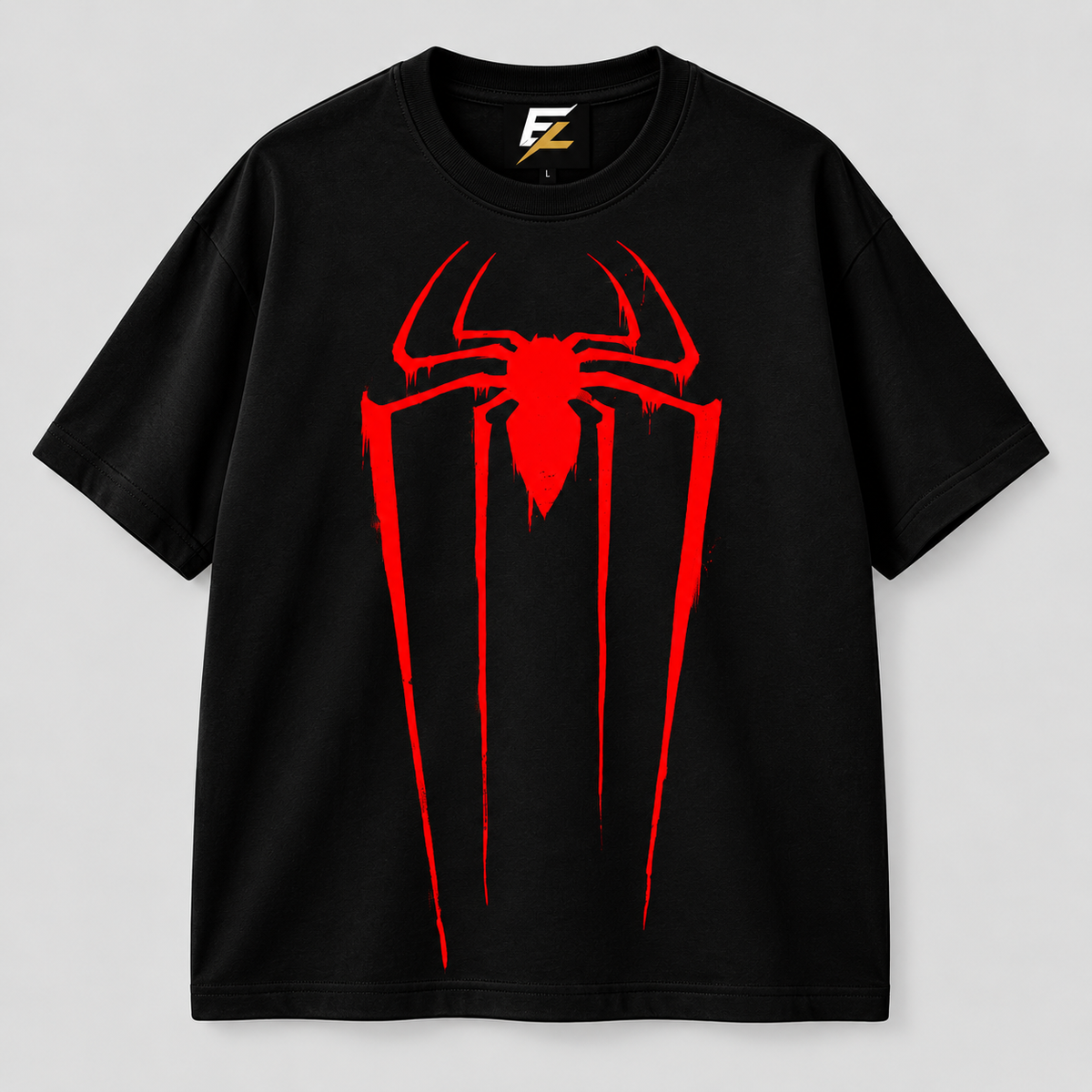 Spidy Black Oversized Graphic T-Shirt