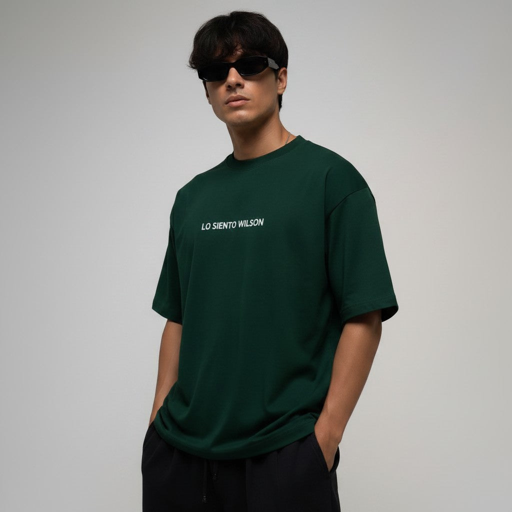 LO SIENTO WILSON - EMERGENZ Oversized Essential T-Shirt – Deep Bottle Green