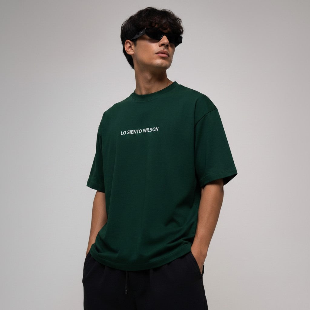 LO SIENTO WILSON - EMERGENZ Oversized Essential T-Shirt – Deep Bottle Green
