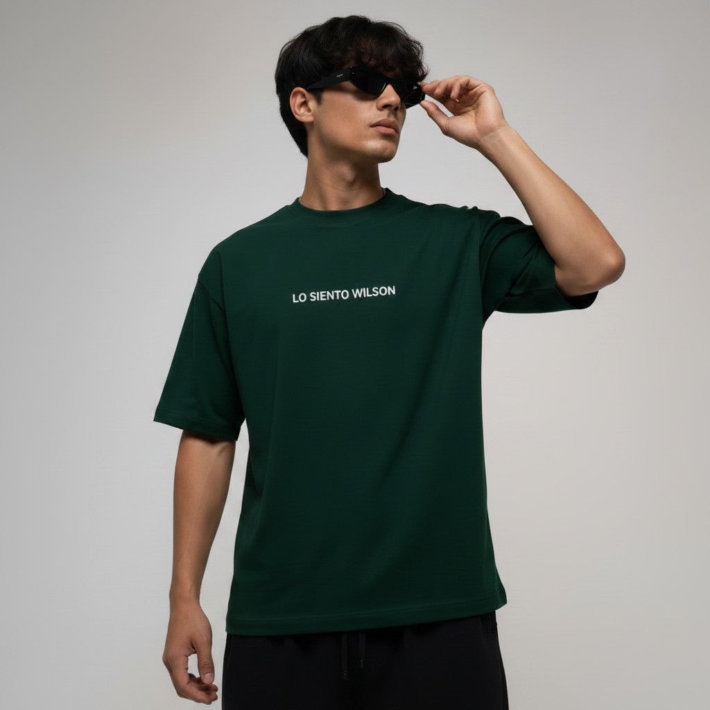 LO SIENTO WILSON - EMERGENZ Oversized Essential T-Shirt – Deep Bottle Green