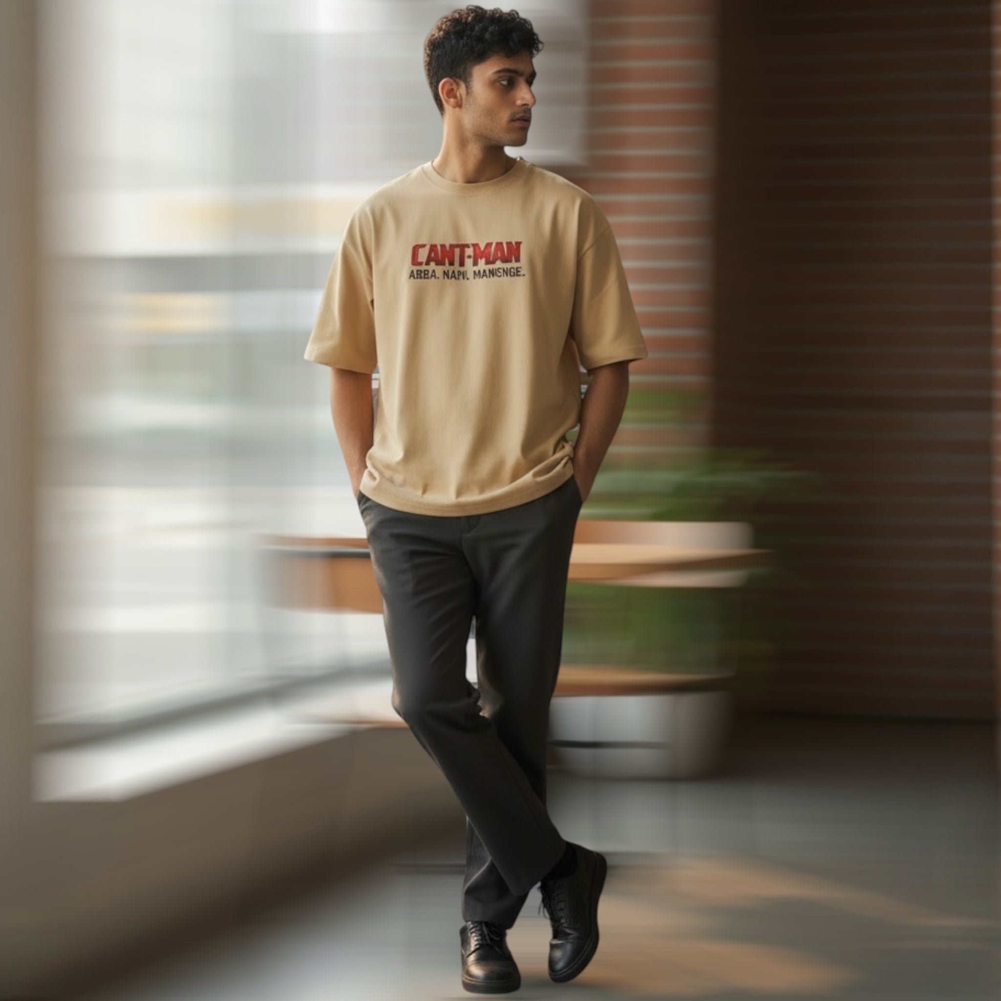 Can’t-Man Abba Nahi Manenge Oversized and Normal fir T-Shirt – Beige Graphic Tee Unisex