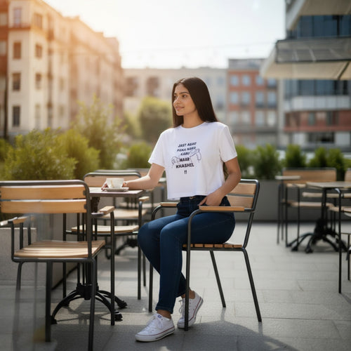 Agau Crop Top for Women | White Printed Casual T-Shirt | Emergenz