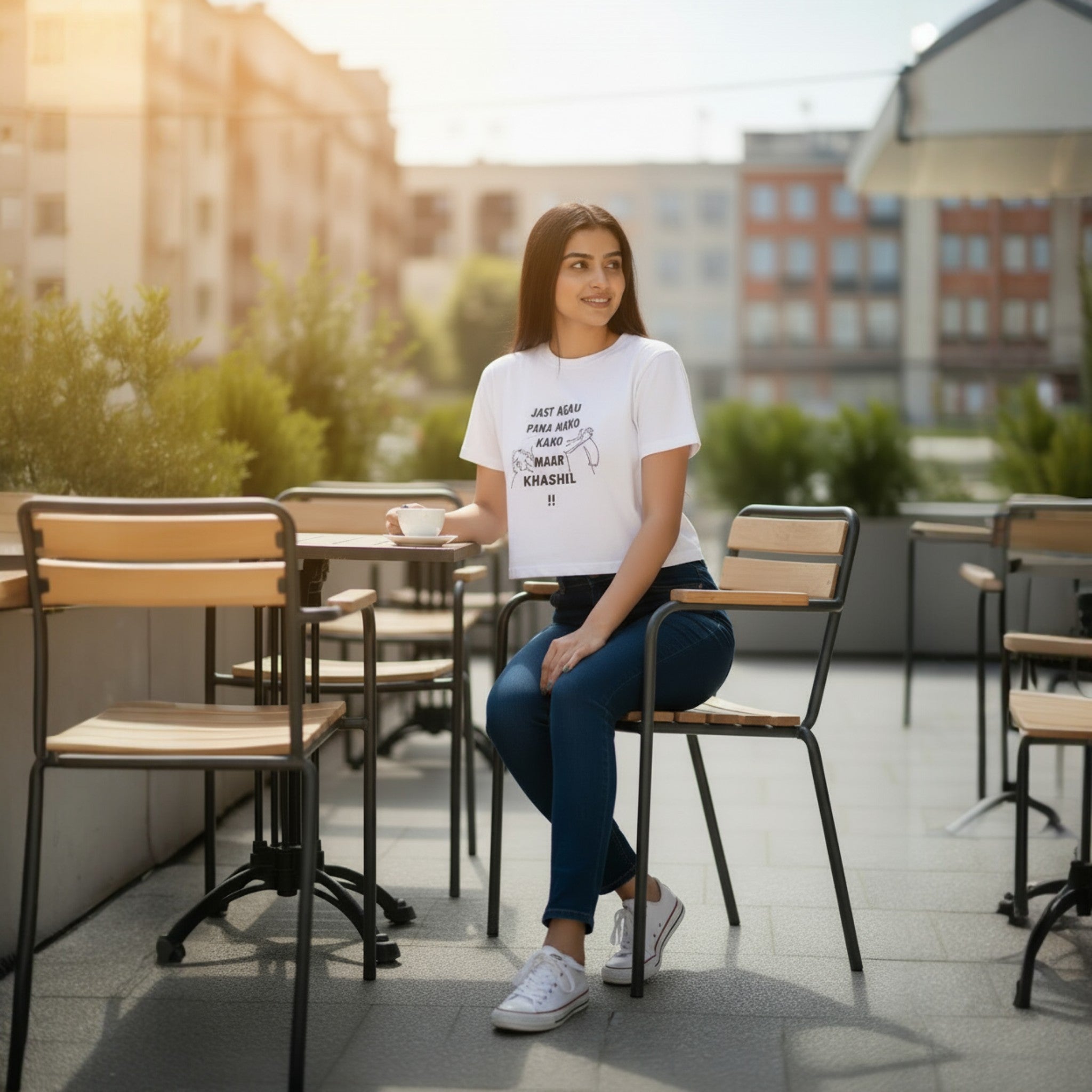 Agau Crop Top for Women | White Printed Casual T-Shirt | Emergenz